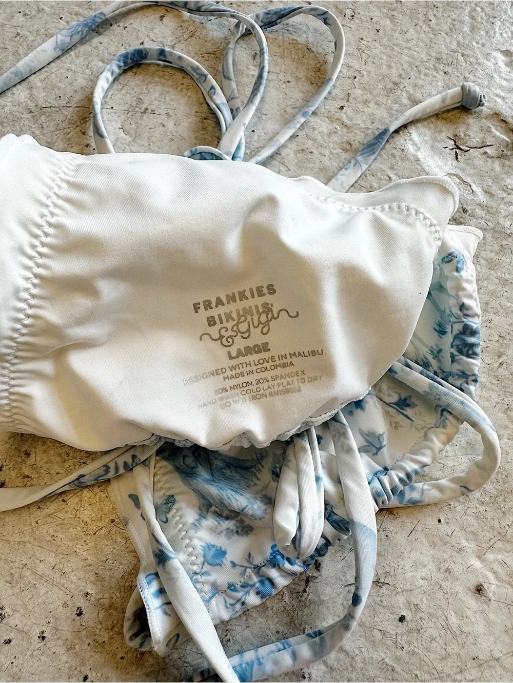 NWOT Frankie's Bikinis x Gigi Hadid Yomi Toile Blue Bikini Set + NWT Head Scarf